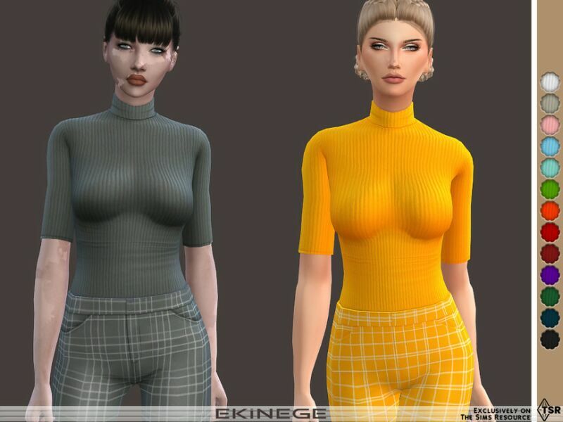 Half Sleeve Ribbed TOP By Ekinege 1 Half Sleeve Ribbed TOP By Ekinege Sims 4 CC