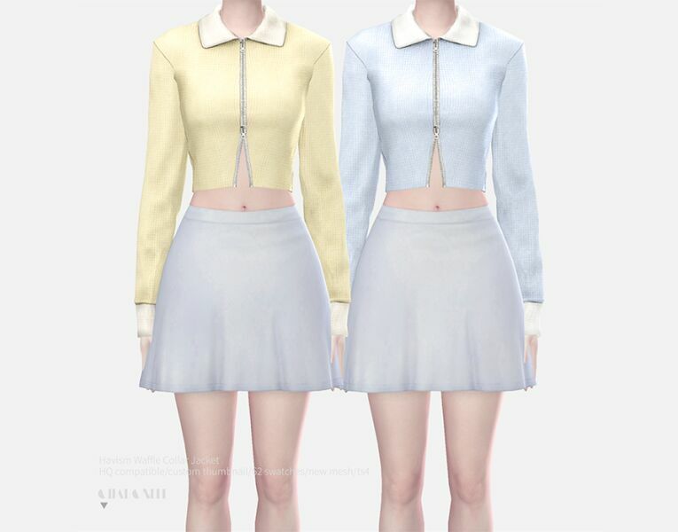 Havism Waffle Collar Jacket By Charonlee Sims 4 CC