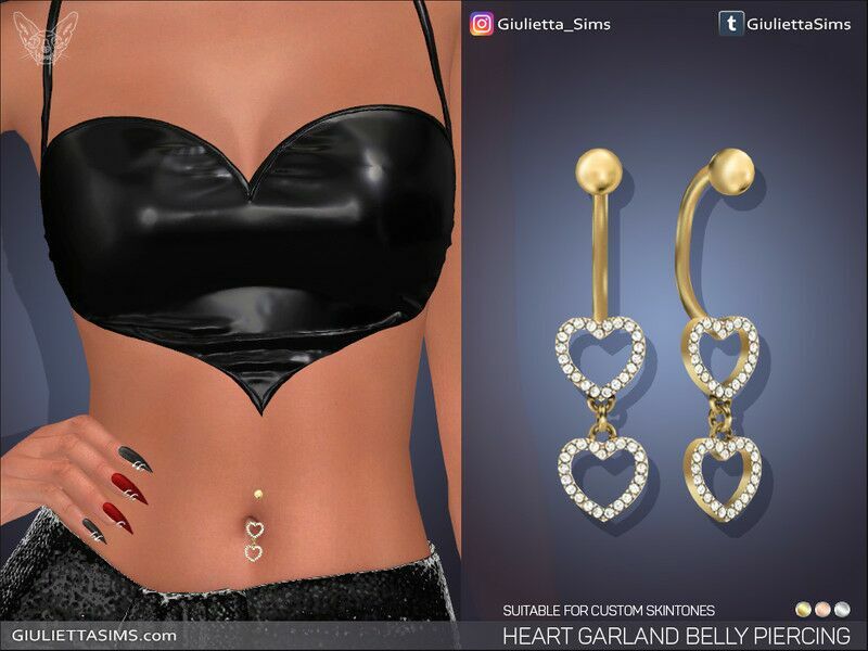 Heart Garland Belly Piercing (FOR Custom Skin Tones) By Feyona 1 Heart Garland Belly Piercing (FOR Custom Skin Tones) By Feyona Sims 4 CC