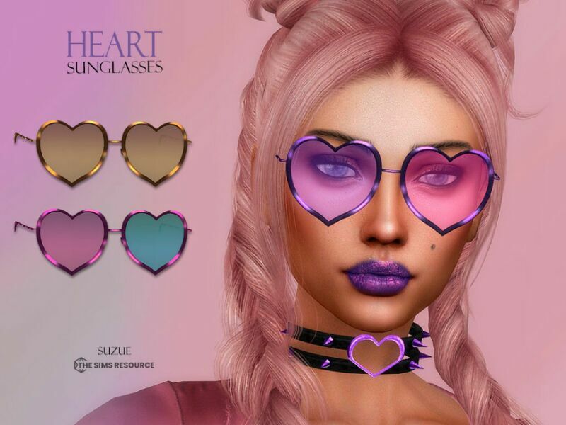 Heart Sunglasses By Suzue 1 Heart Sunglasses By Suzue Sims 4 CC