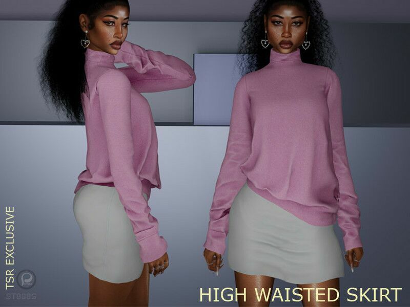 High Waisted Cotton Skirt By Pizazz 1 High Waisted Cotton Skirt By Pizazz Sims 4 CC