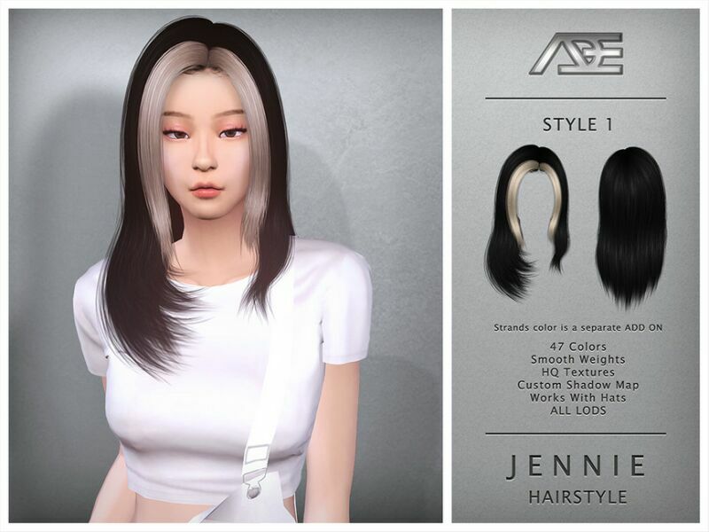 Jennie Style 1 (Hairstyle) 1 Jennie Style 1 (Hairstyle) Sims 4 CC