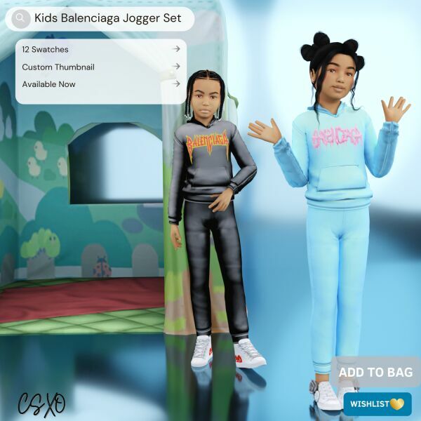 Kids Balenciaga Jogger SET 3 sims 4 cc kids balenciaga jogger set 2