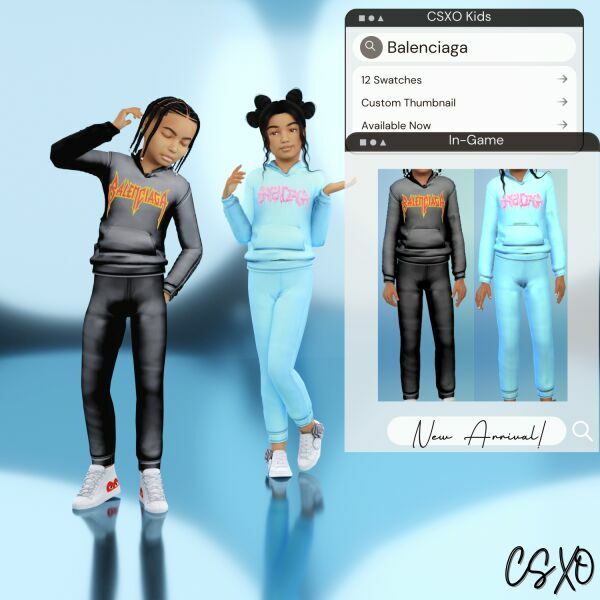 Kids Balenciaga Jogger SET 2 sims 4 cc kids balenciaga jogger set 3