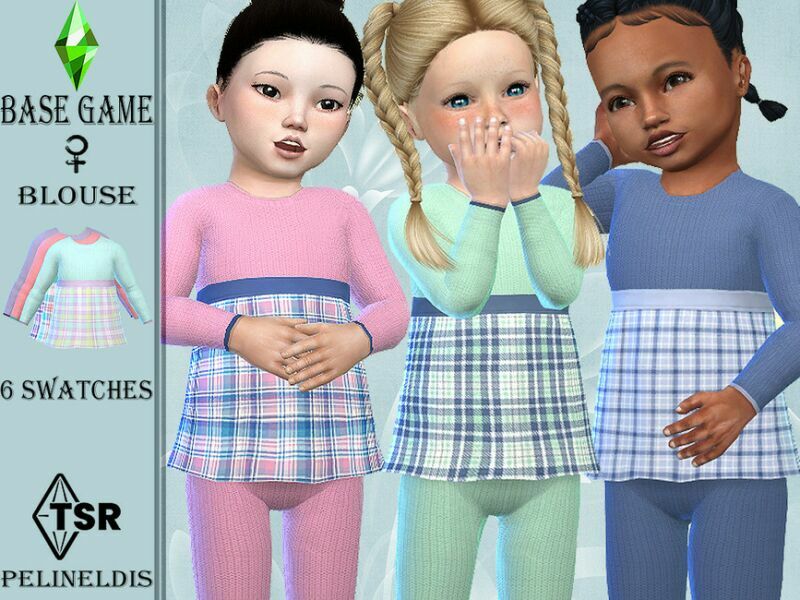 Knit And Plaid Pajamas TOP By Pelineldis 1 Knit And Plaid Pajamas TOP By Pelineldis Sims 4 CC