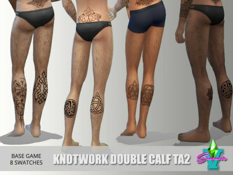 Knotwork Double Calf Tattoo By Simmiev 1 Knotwork Double Calf Tattoo By Simmiev Sims 4 CC