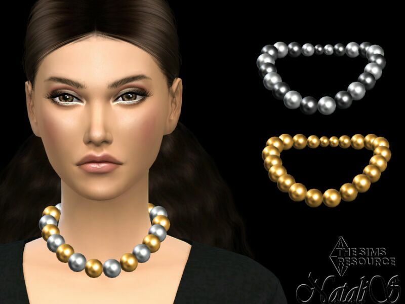 Large Metal Balls Necklace By Natalis 1 Large Metal Balls Necklace By Natalis Sims 4 CC