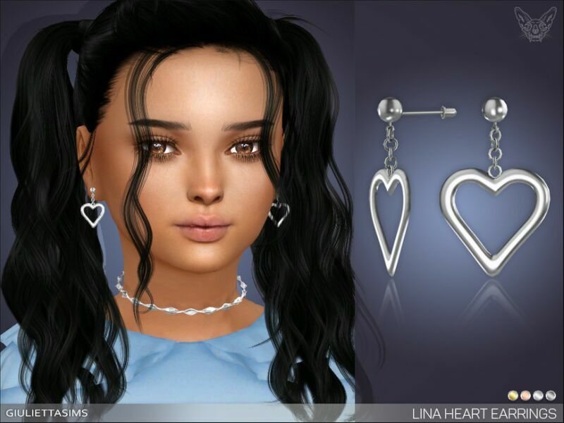Lina Heart Earrings For Kids By Feyona 1 Lina Heart Earrings For Kids By Feyona Sims 4 CC