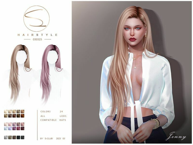 Long Straight… By S-Club Sims 4 CC