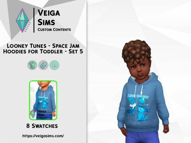 Looney Tunes Space JAM Hoodies For Toddler – SET 5 1 Looney Tunes Space JAM Hoodies For Toddler – SET 5 Sims 4 CC