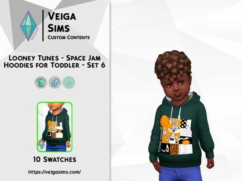 Looney Tunes Space JAM Hoodies For Toddler – SET 6 1 Looney Tunes Space JAM Hoodies For Toddler – SET 6 Sims 4 CC