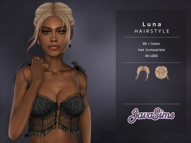 Luna (Hairstyle) By Javasims 1 Luna (Hairstyle) By Javasims Sims 4 CC