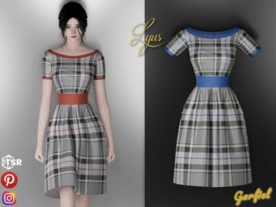 Lyus – Plaid Dress By Garfiel Sims 4 CC