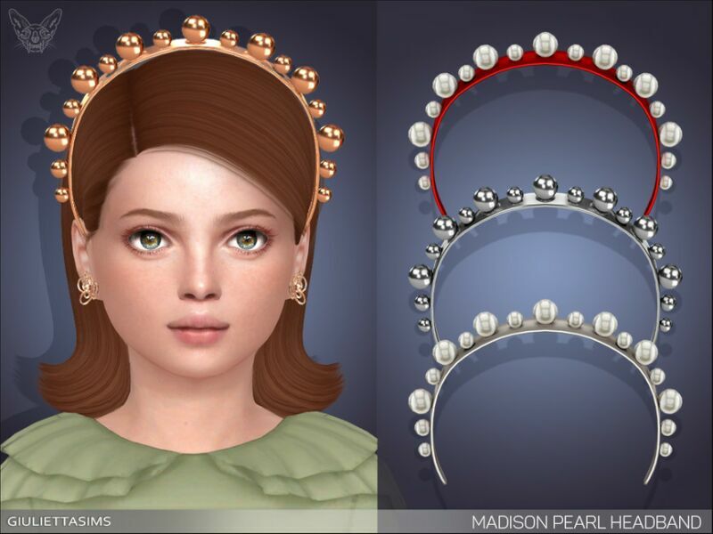 Madison Pearl Headband For Kids By Feyona 1 Madison Pearl Headband For Kids By Feyona Sims 4 CC