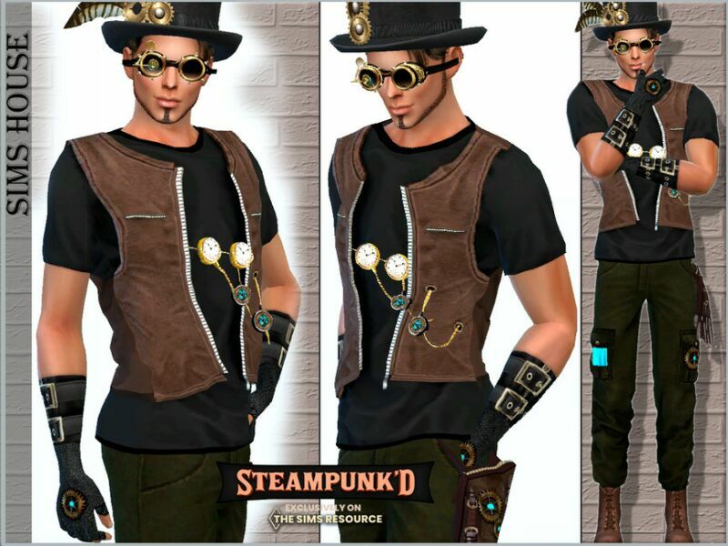 Men’S Steampunk Suit TOP 2 sims 4 cc mens steampunk suit top 2