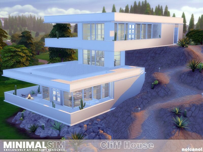 Minimalsim Cliff House / TSR CC Only By Nolcanol 1 Minimalsim Cliff House / TSR CC Only By Nolcanol Sims 4 CC