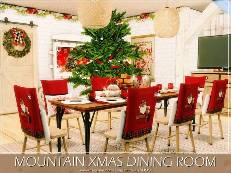 Mountain Xmas Dining Room By Mychqqq 6 sims 4 cc mountain xmas dining room by mychqqq 2