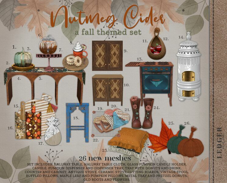 Nutmeg Cider SET 1 Nutmeg Cider SET Sims 4 CC