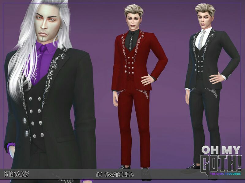 OH MY Goth – Damian Suit By Birba32 1 OH MY Goth – Damian Suit By Birba32 Sims 4 CC