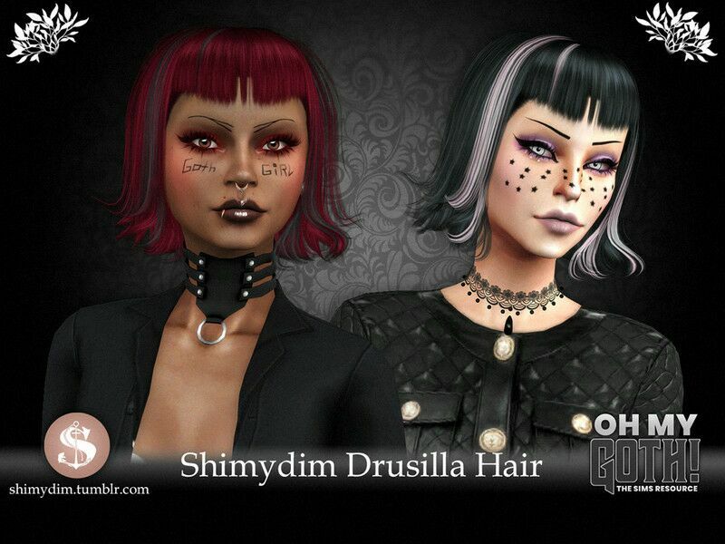 OH MY Goth! Drusilla Hairstyle By Shimydim 1 OH MY Goth! Drusilla Hairstyle By Shimydim Sims 4 CC