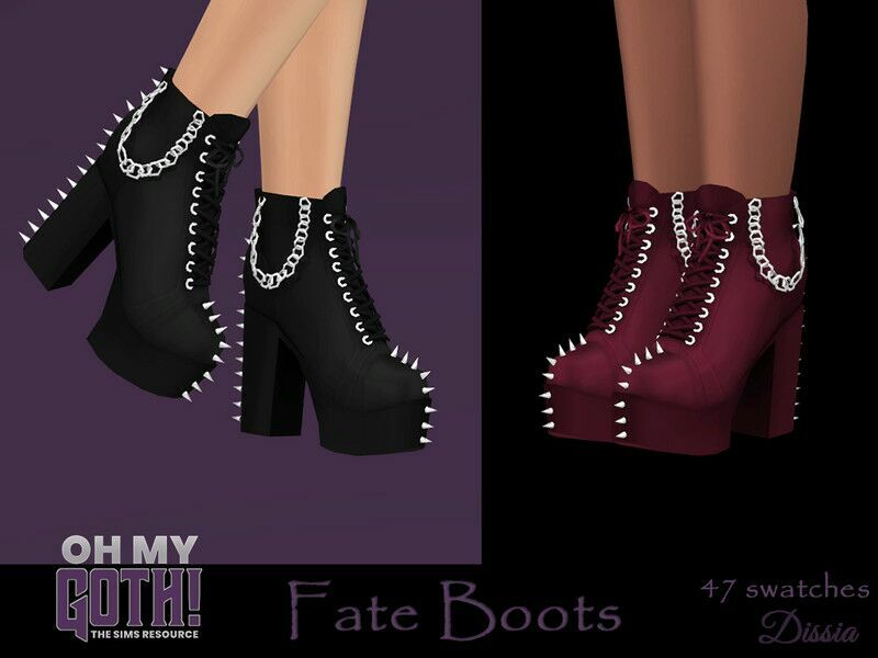 OH MY Goth – Fate Boots By Dissia 1 OH MY Goth – Fate Boots By Dissia Sims 4 CC