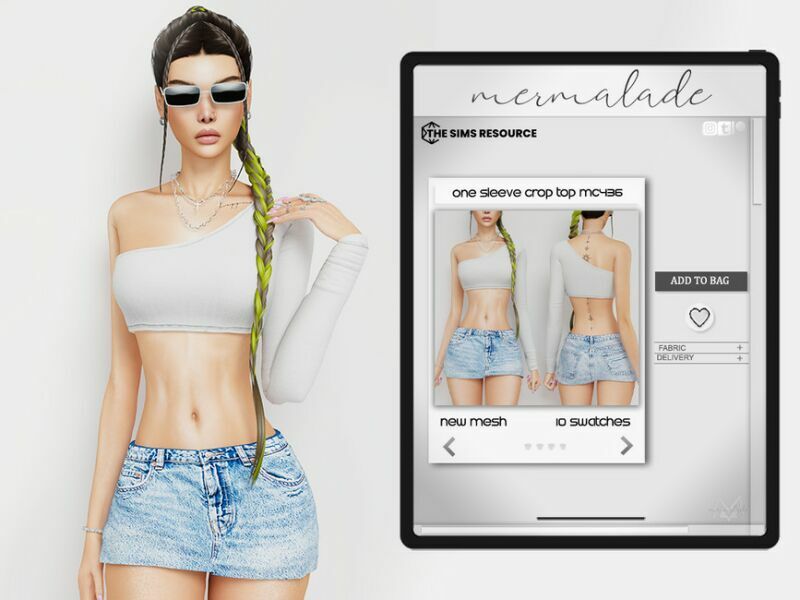 ONE Sleeve Crop TOP MC436 By Mermaladesimtr 1 ONE Sleeve Crop TOP MC436 By Mermaladesimtr Sims 4 CC