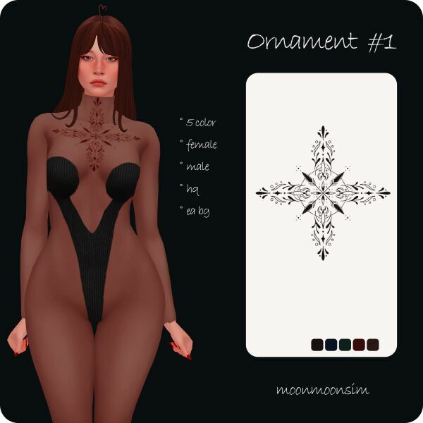 Ornament Tattoo 1 1 Ornament Tattoo 1 Sims 4 CC