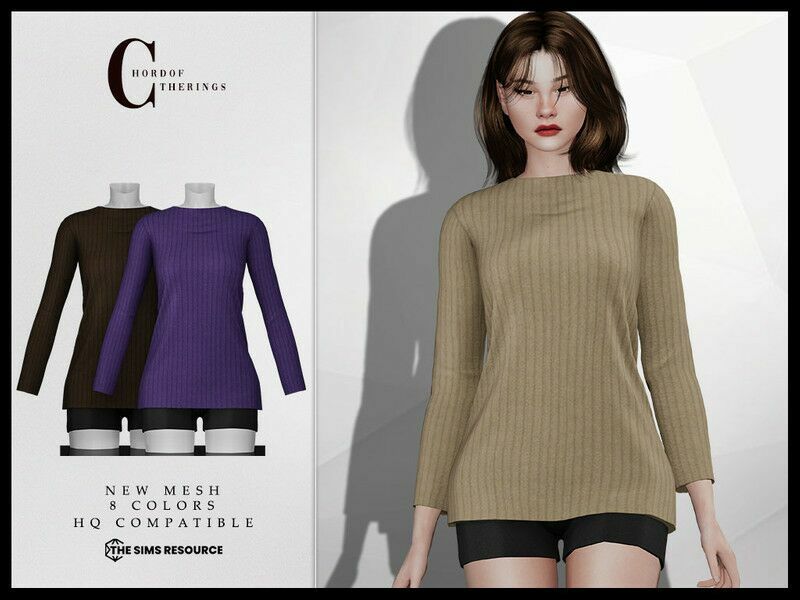 Oversized Sweater And Shorts O-44 1 Oversized Sweater And Shorts O-44 Sims 4 CC