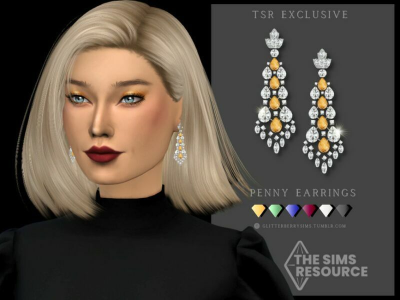 Penny Earrings By Glitterberryfly 1 Penny Earrings By Glitterberryfly Sims 4 CC
