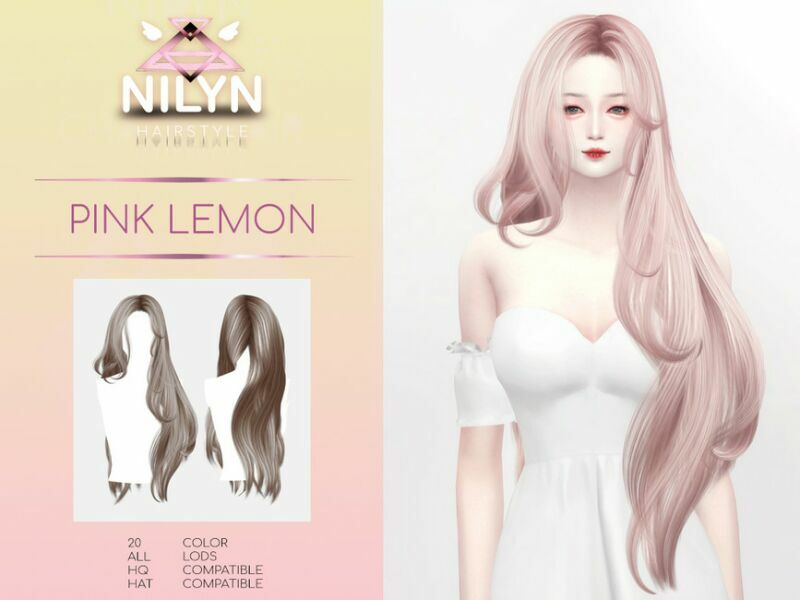 Pink Lemon Hair – NEW Mesh By Nilyn 1 Pink Lemon Hair – NEW Mesh By Nilyn Sims 4 CC