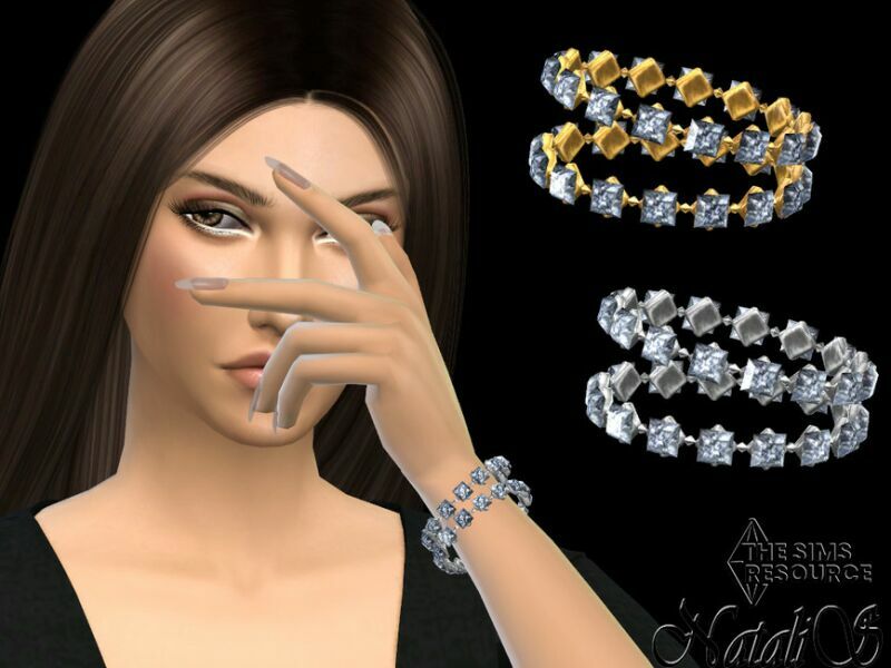 Princess CUT Crystals Double Bracelet By Natalis 1 Princess CUT Crystals Double Bracelet By Natalis Sims 4 CC