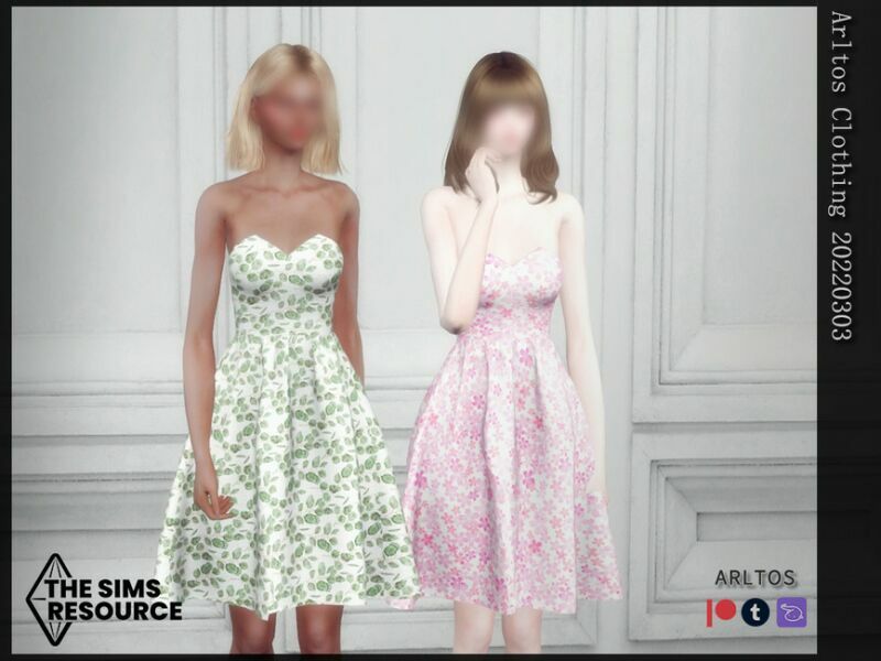 Printed Dress / 20220303 By Arltos 1 Printed Dress / 20220303 By Arltos Sims 4 CC