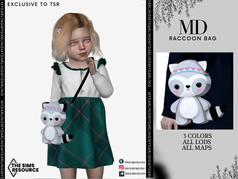 Raccoon BAG Toddler By Mydarling20 1 Raccoon BAG Toddler By Mydarling20 Sims 4 CC