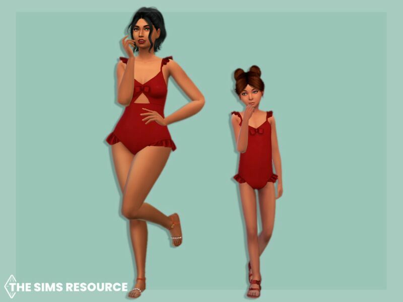Ruffle One-Piece Swimsuit Child By Mysteriousoo 2 sims 4 cc ruffle one piece swimsuit child by mysteriousoo 2