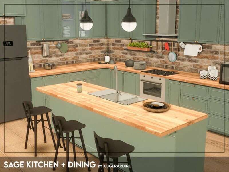 Sage Kitchen + Dining (TSR Only CC) By Xogerardine 1 Sage Kitchen + Dining (TSR Only CC) By Xogerardine Sims 4 CC