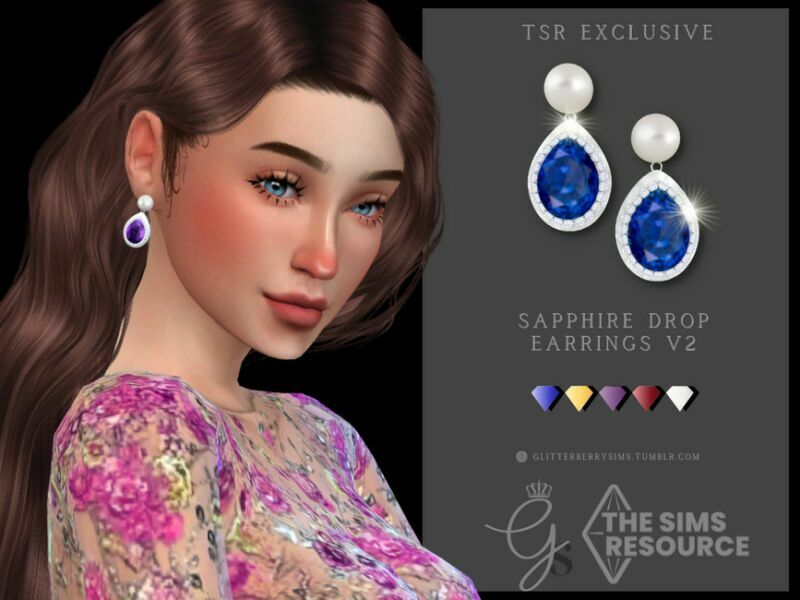 Sapphire Drop V2 By Glitterberryfly 1 Sapphire Drop V2 By Glitterberryfly Sims 4 CC