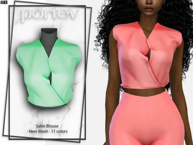 Satin Blouse By Portev 1 Satin Blouse By Portev Sims 4 CC
