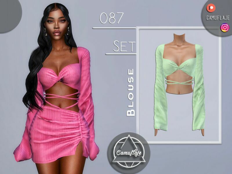 SET 087 – Blouse By Camuflaje 1 SET 087 – Blouse By Camuflaje Sims 4 CC