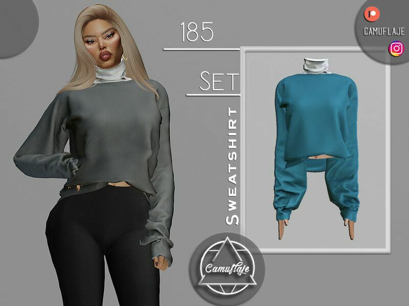 SET 185 – Sweatshirt & Turtleneck By Camuflaje 1 SET 185 – Sweatshirt & Turtleneck By Camuflaje Sims 4 CC