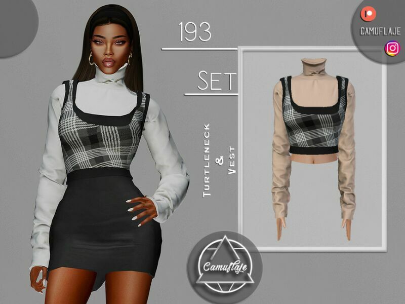 SET 193 – Turtleneck & Vest By Camuflaje 1 SET 193 – Turtleneck & Vest By Camuflaje Sims 4 CC