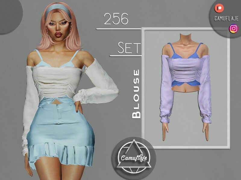 SET 256 – Blouse & TOP By Camuflaje 1 SET 256 – Blouse & TOP By Camuflaje Sims 4 CC