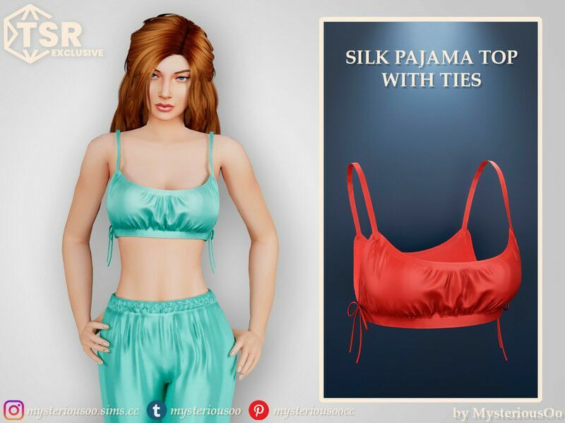 Silk Pajama TOP With Ties 1 Silk Pajama TOP With Ties Sims 4 CC