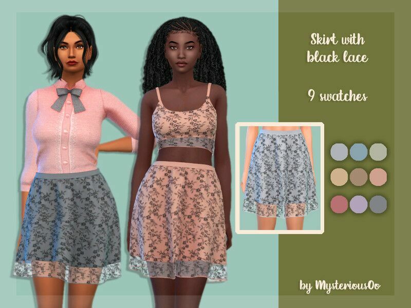 Skirt With Black Lace 1 Skirt With Black Lace Sims 4 CC