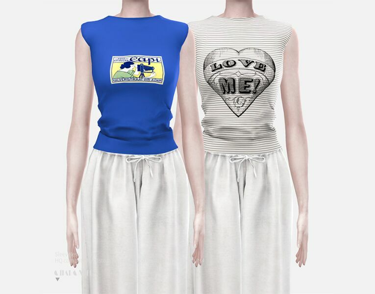 Sleeveless T-Shirt By Charonlee 1 Sleeveless T-Shirt By Charonlee Sims 4 CC