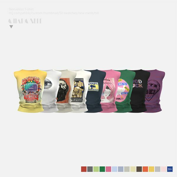 Sleeveless T-Shirt By Charonlee 2 sims 4 cc sleeveless t shirt by charonlee 3