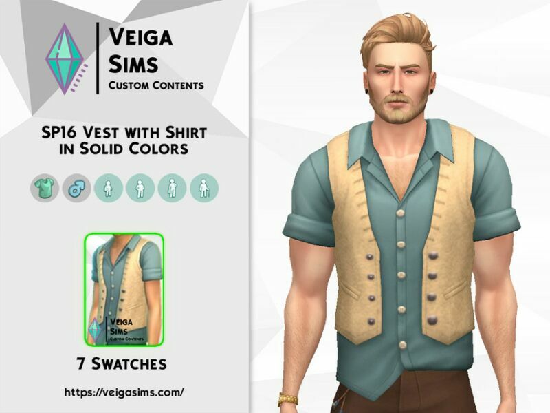 SP16 Vest With Shirt In Solid Colors 1 SP16 Vest With Shirt In Solid Colors Sims 4 CC