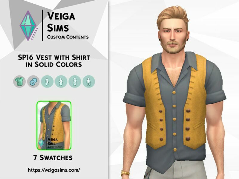 SP16 Vest With Shirt In Solid Colors 2 sims 4 cc sp16 vest with shirt in solid colors 2