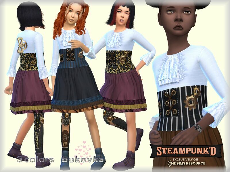 Steampunked Dress By Bukovka 1 Steampunked Dress By Bukovka Sims 4 CC