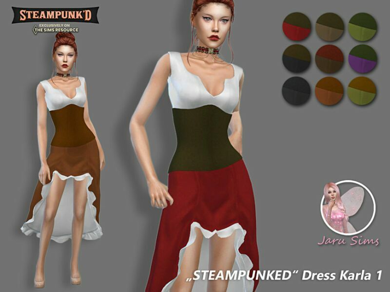Steampunked – Dress Karla 1 1 Steampunked – Dress Karla 1 Sims 4 CC