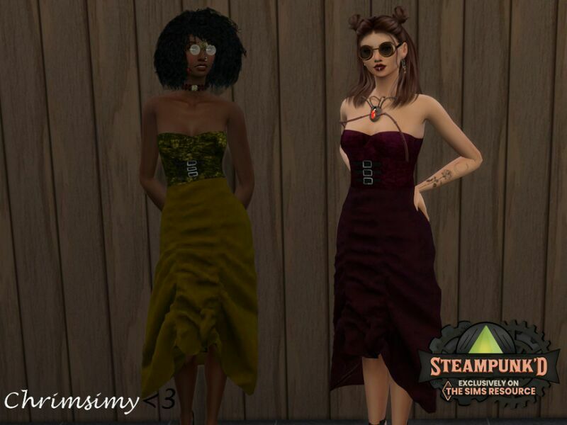Steampunked Long Dress By Chrimsimy 1 Steampunked Long Dress By Chrimsimy Sims 4 CC